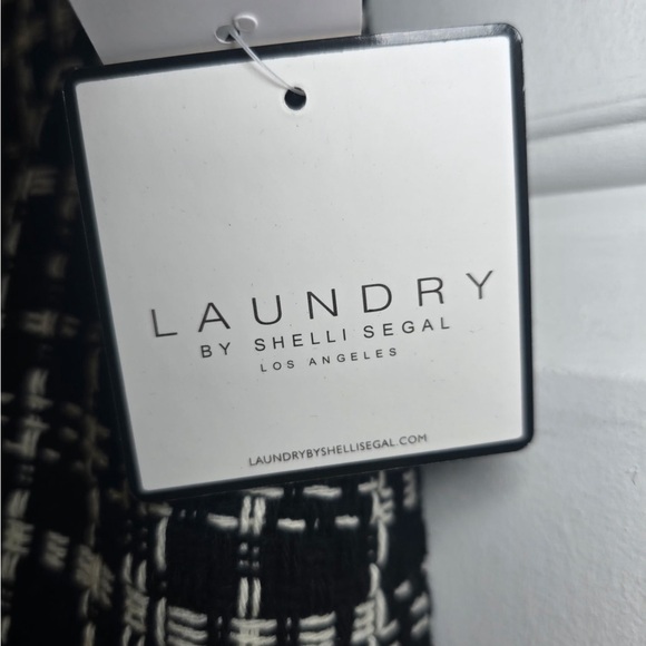 Laundry Shelli Segal Black White Plaid Knit Mini Skirt Large NWT Lined Classic - Picture 3 of 5